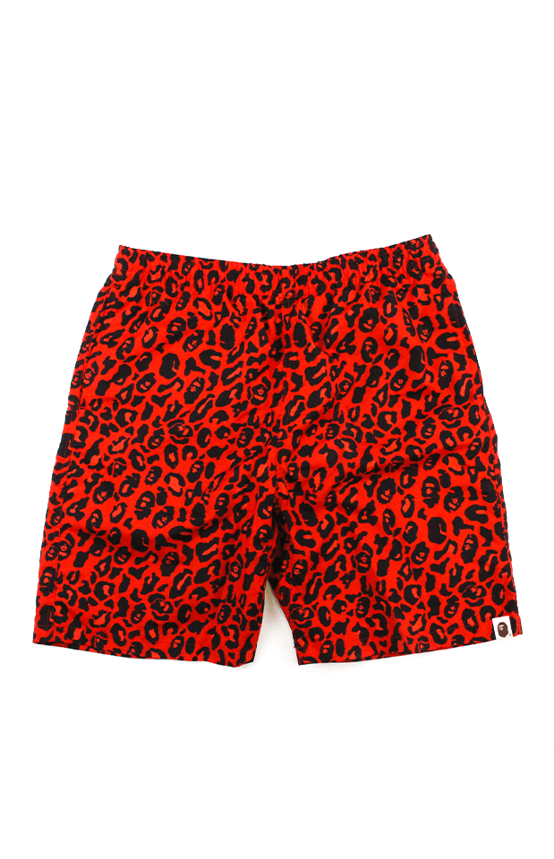Bape Leopard Print Shorts Red - SaruGeneral