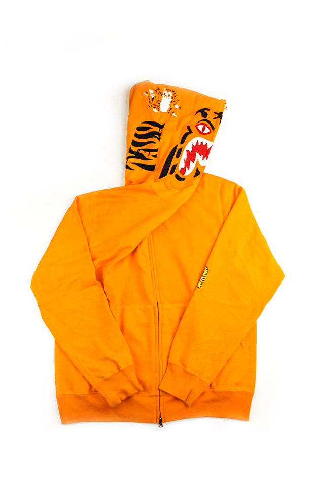 Bape Orange Tiger Shark Hoodie Orange - SaruGeneral