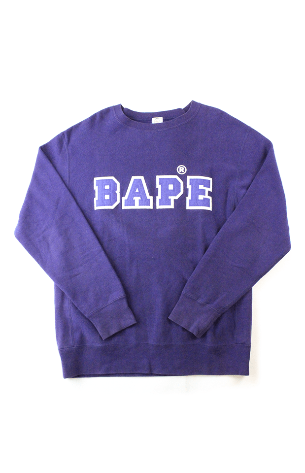 Bape Embroided Purple Text Crewneck Purple - SaruGeneral
