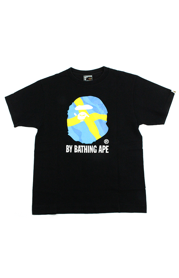 Bape Sweden Flag Big Ape Tee Black - SaruGeneral