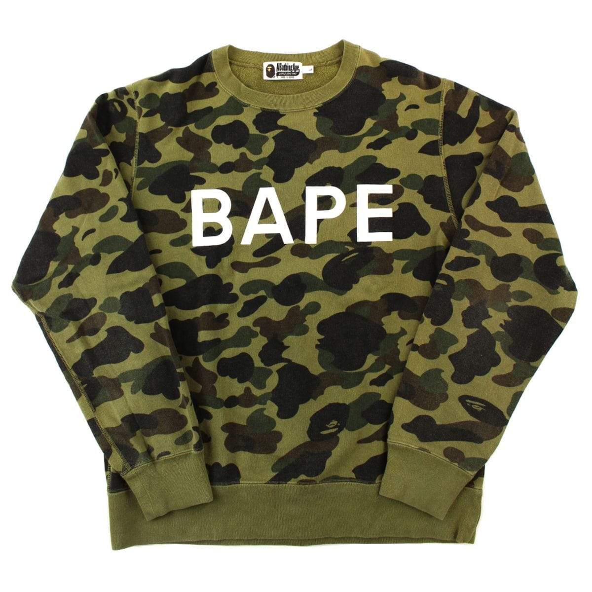 Bape Text 1st Green Camo Crewneck - SaruGeneral