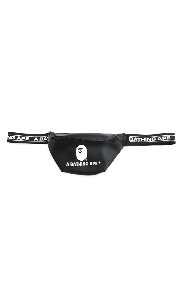 Bape Text Strap Hip Bag Black - SaruGeneral
