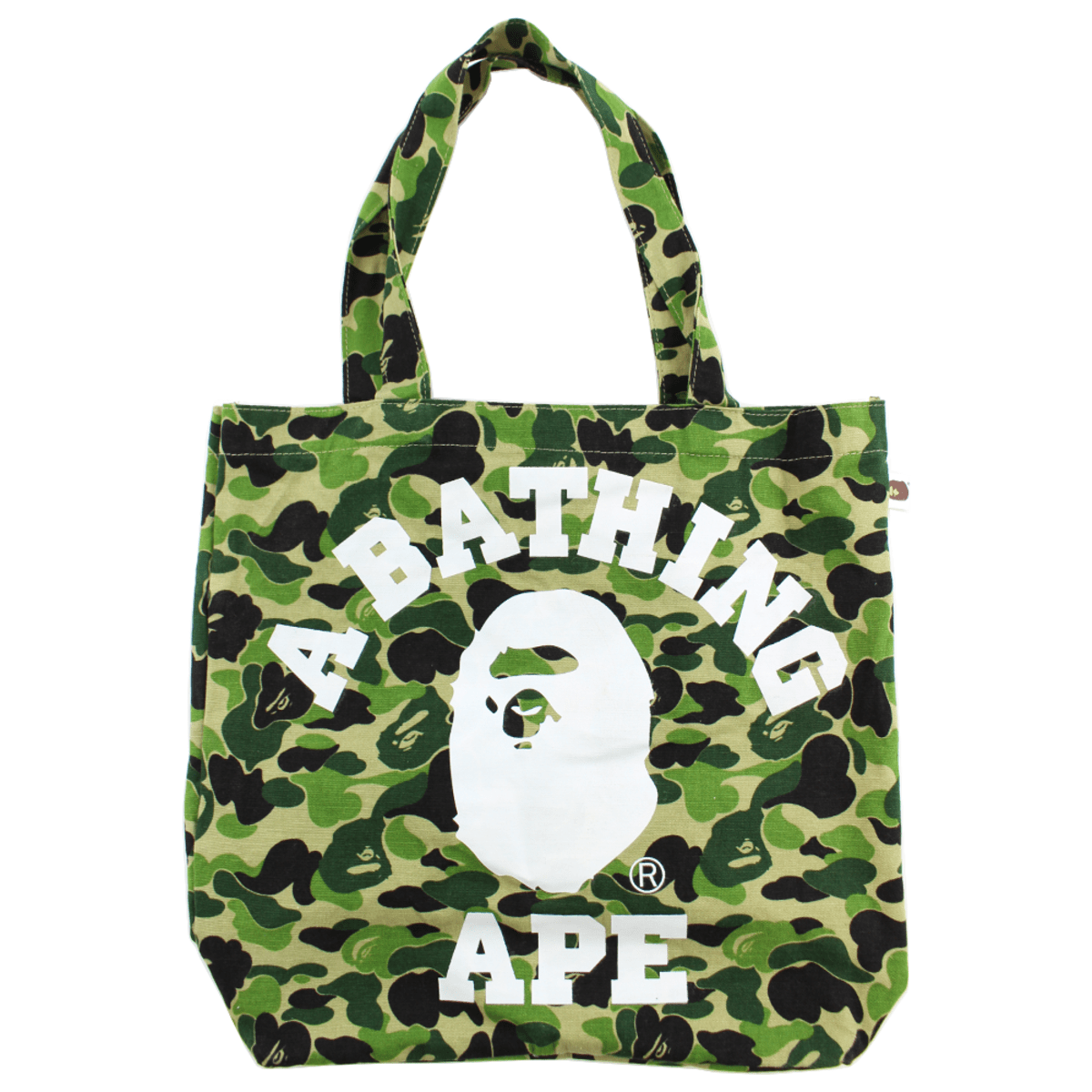 Bape White College Logo ABC Green Camo Tote Bag - SaruGeneral