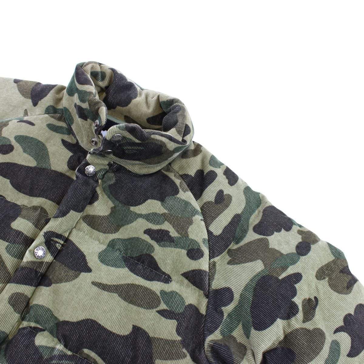 Bape 1st Green Camo Corduroy Puffer Jacket - SaruGeneral