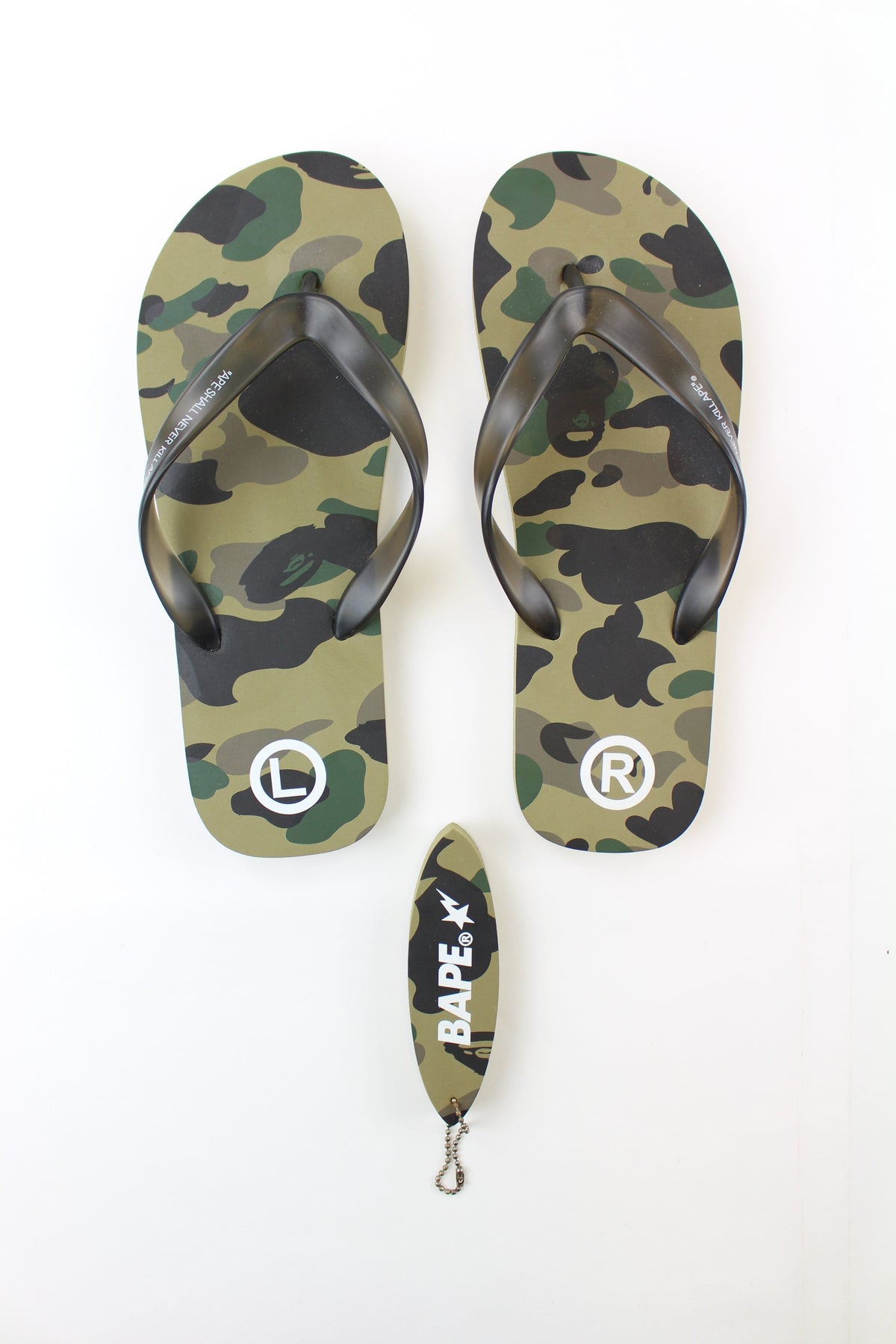 Bape 1st Green Camo Flip Flops - SaruGeneral