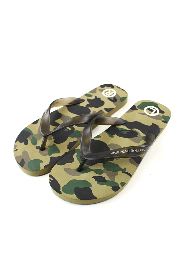 Bape 1st Green Camo Flip Flops - SaruGeneral