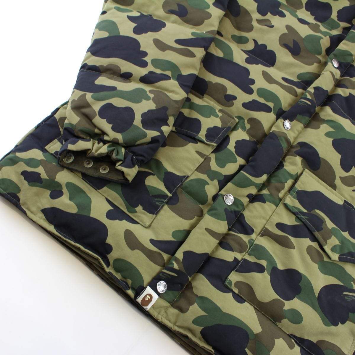 Bape 1st Green Camo Fur Puffer Jacket - SaruGeneral