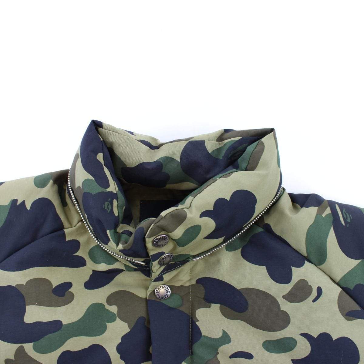 Bape 1st Green Camo Fur Puffer Jacket - SaruGeneral