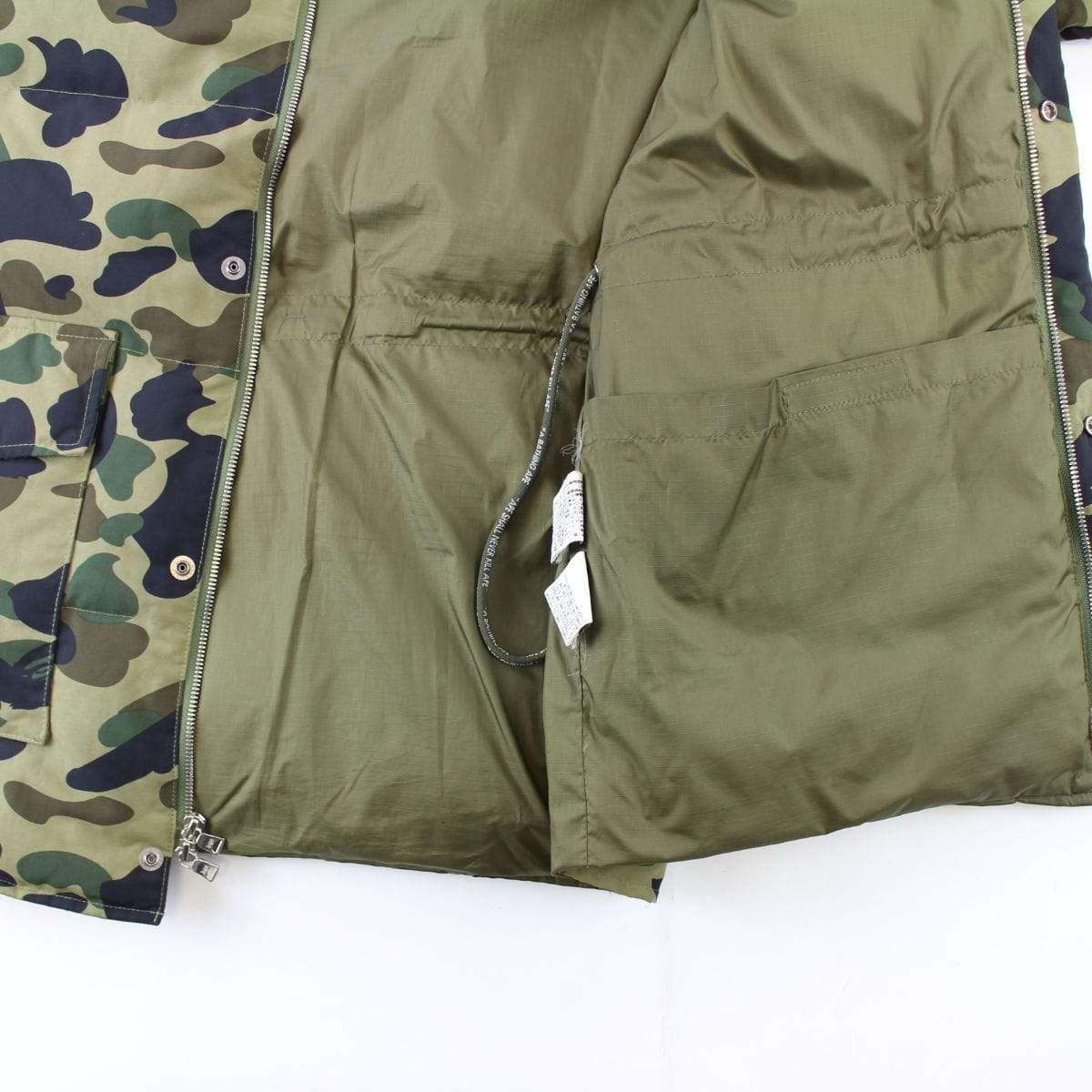 Bape 1st Green Camo Fur Puffer Jacket - SaruGeneral