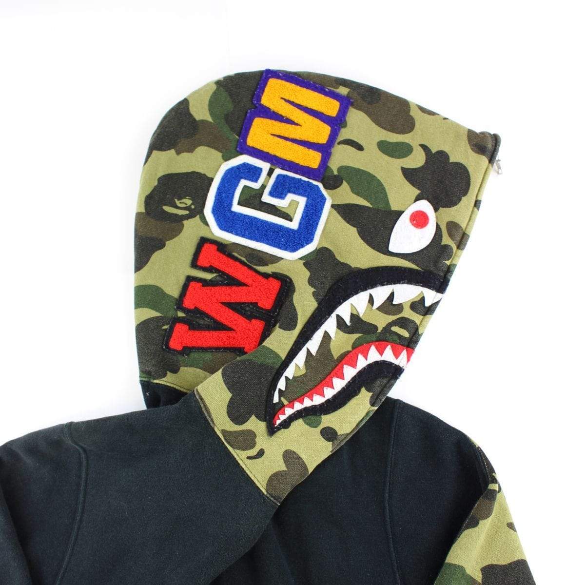 Bape 1st Green Camo Half Shark Hoodie - SaruGeneral