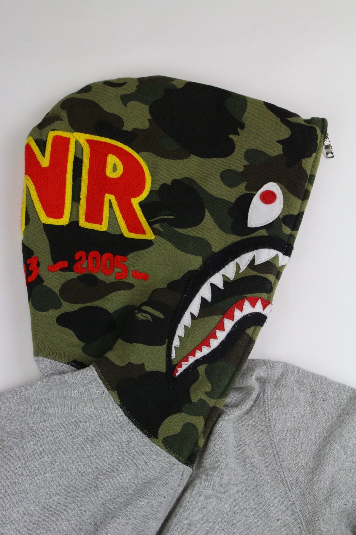 Bape 1st Green Camo Shark Face Hoodie Grey - SaruGeneral