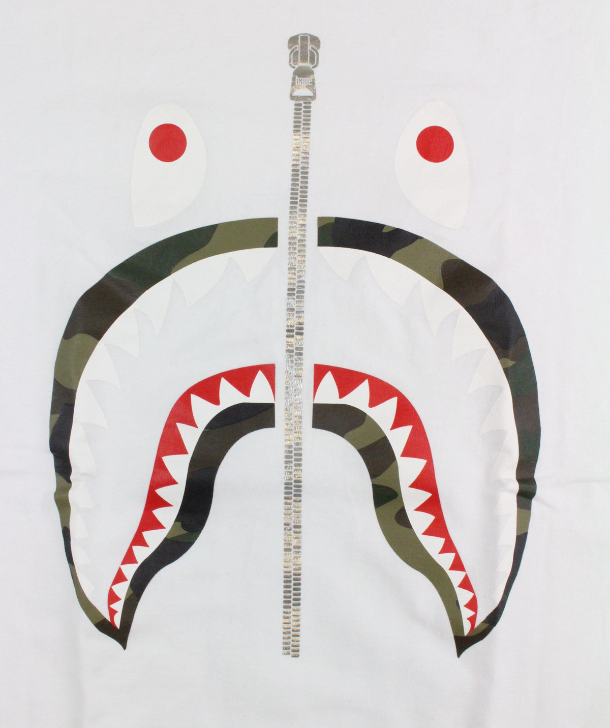 Bape 1st Green Camo Shark Face Tee White - SaruGeneral
