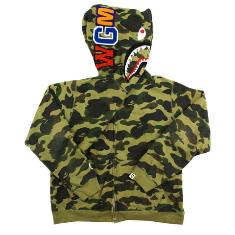Bape 1st Green Camo Shark Hoodie