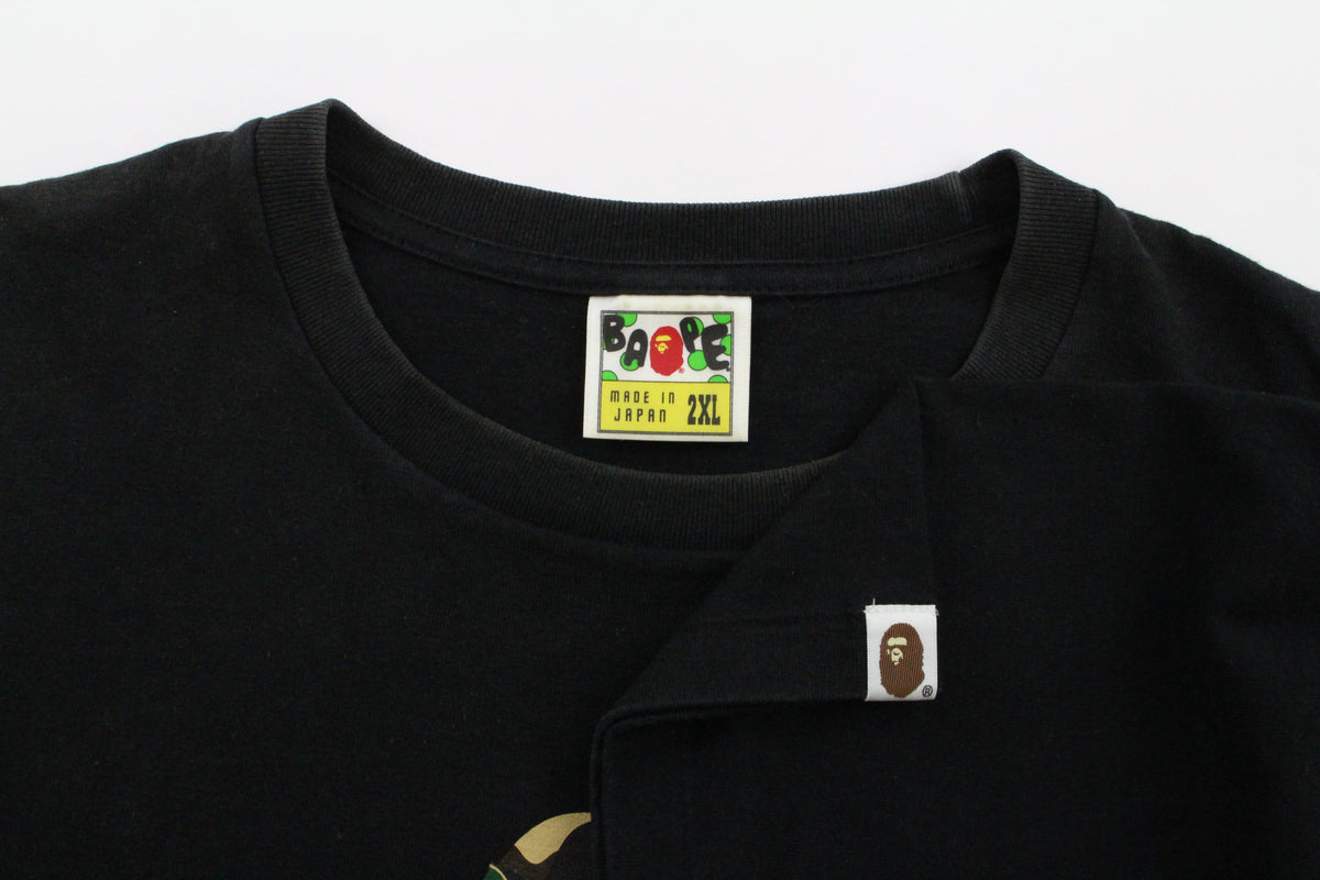 Bape abc green camo Ape Text 1993 Tee Black - SaruGeneral