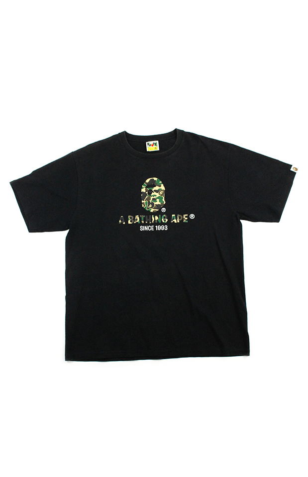 Bape abc green camo Ape Text 1993 Tee Black - SaruGeneral