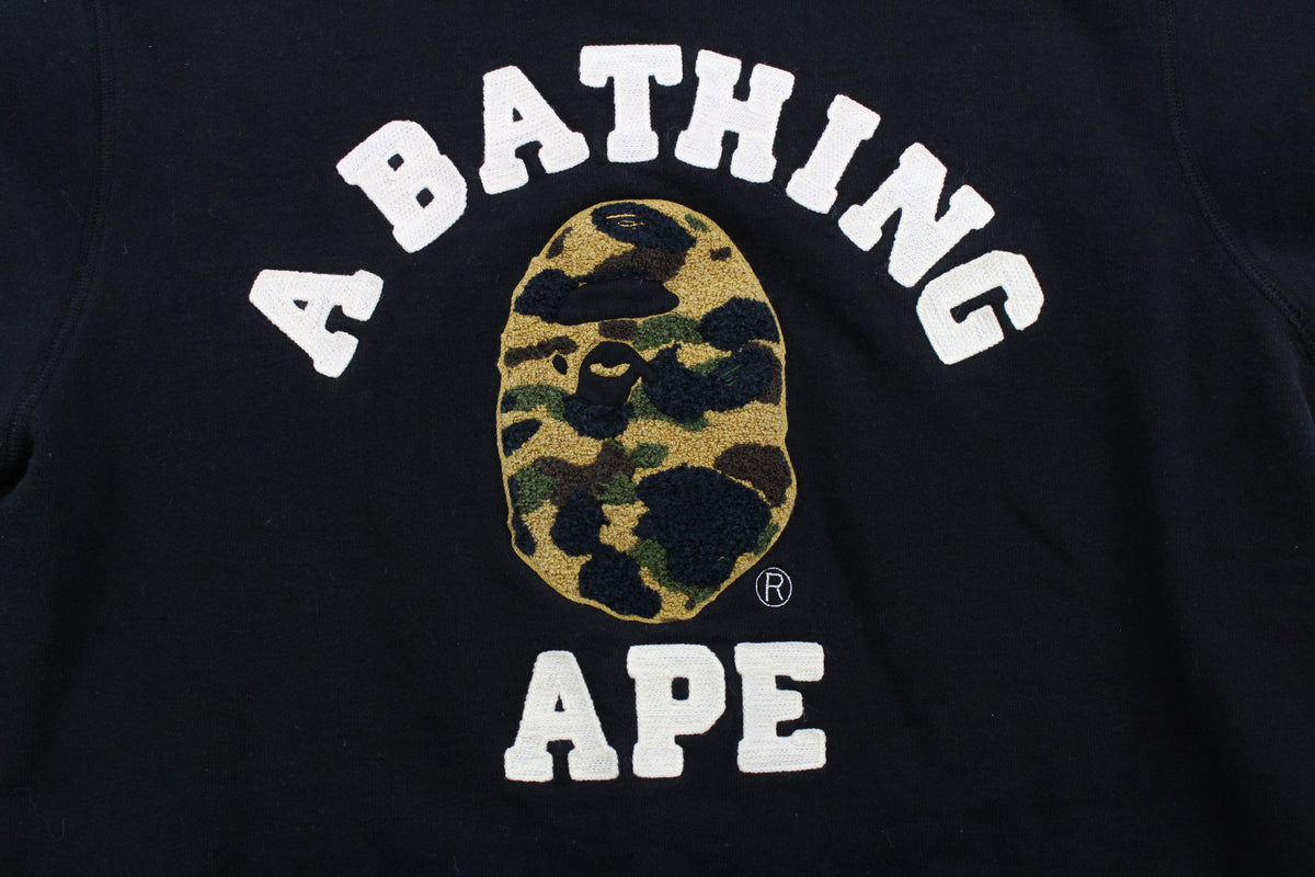 Bape 1st Yellow Camo College Logo Crew Black - SaruGeneral
