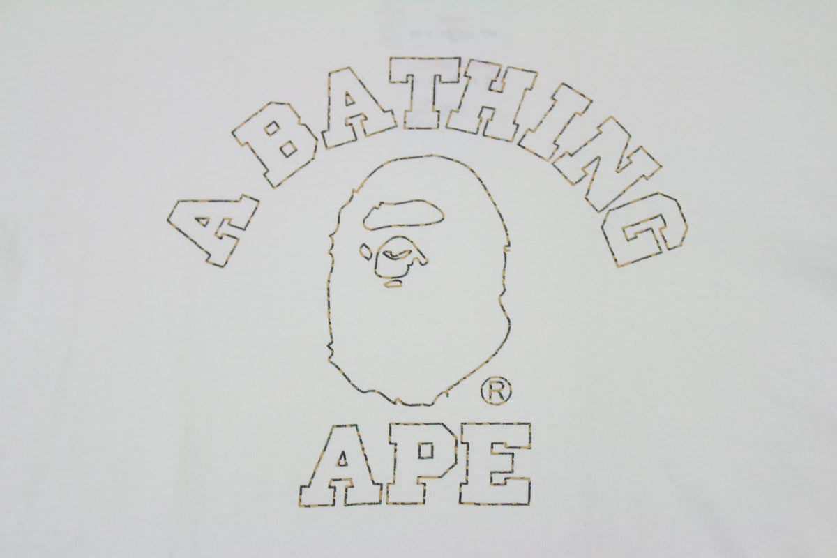 Bape 1st Yellow Camo Outline College Logo Tee White - SaruGeneral