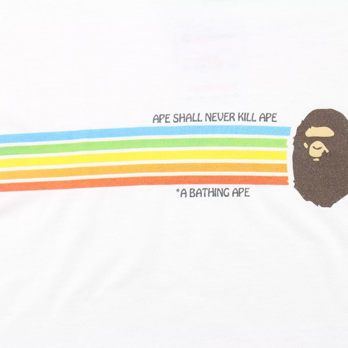 Bape A.S.N.K.A Rainbow Stripes Tee White - SaruGeneral