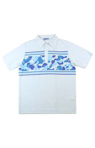 Bape ABC Blue Camo Polo Shirt Blue
