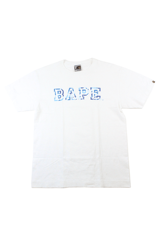 Bape ABC Blue Camo Text Tee White