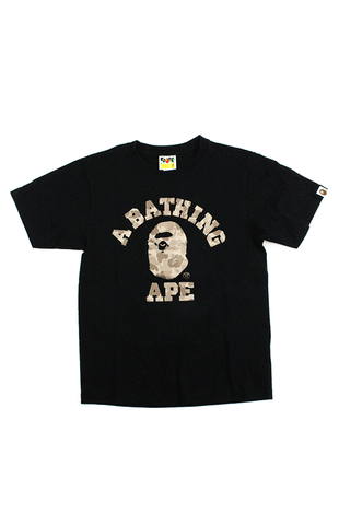 Bape ABC Brown Tan Camo College Logo Tee Black