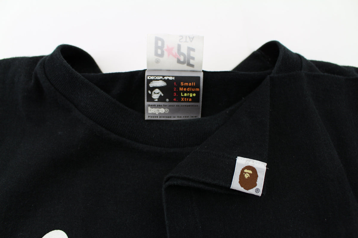 Bape ABC Green Camo Ape Text Tee Black - SaruGeneral