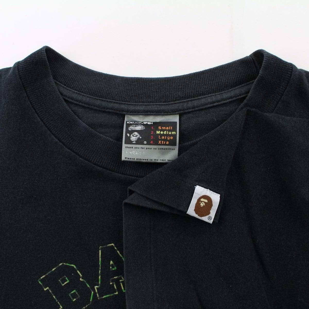 Bape ABC Green Camo Outline College Logo Tee Black - SaruGeneral