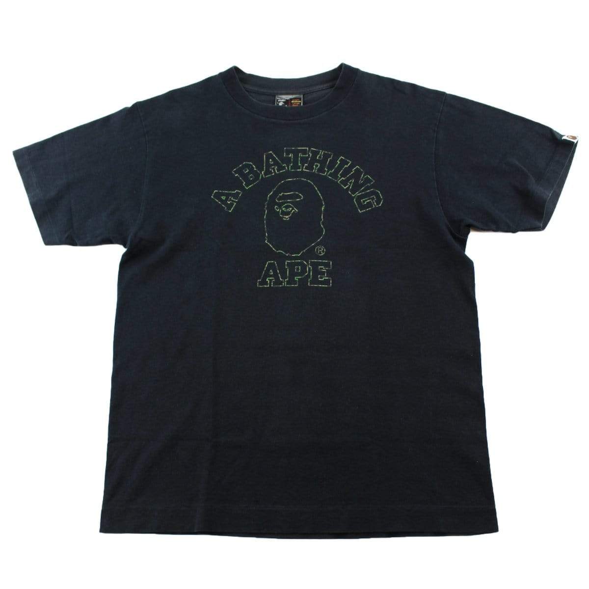 Bape ABC Green Camo Outline College Logo Tee Black - SaruGeneral