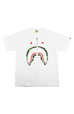 T-shirt Bape ABC camouflage vert requin blanc