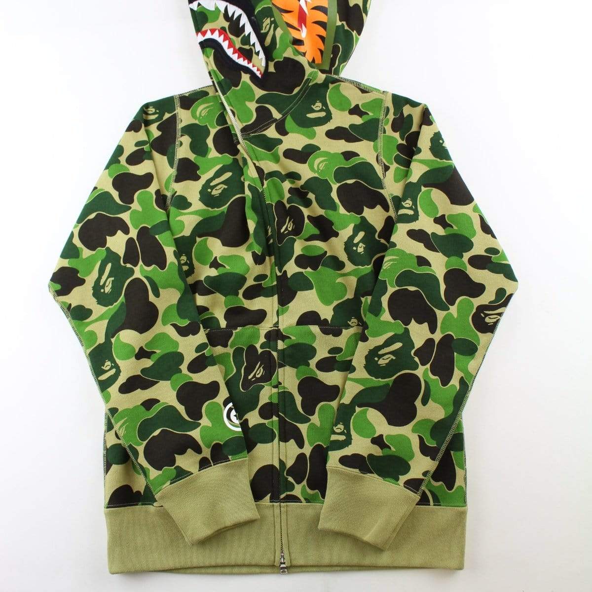 Bape ABC Green Camo Shark Full Zip Hoodie - SaruGeneral