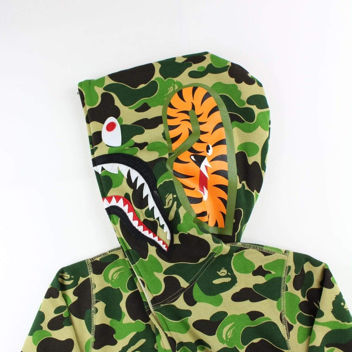 Bape ABC Green Camo Shark Full Zip Hoodie - SaruGeneral