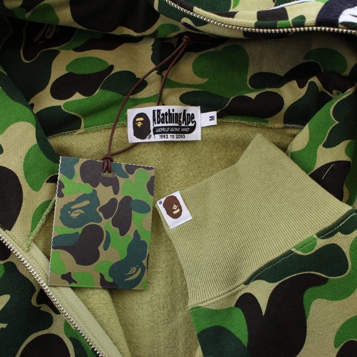 Bape ABC Green Camo Shark Full Zip Hoodie - SaruGeneral