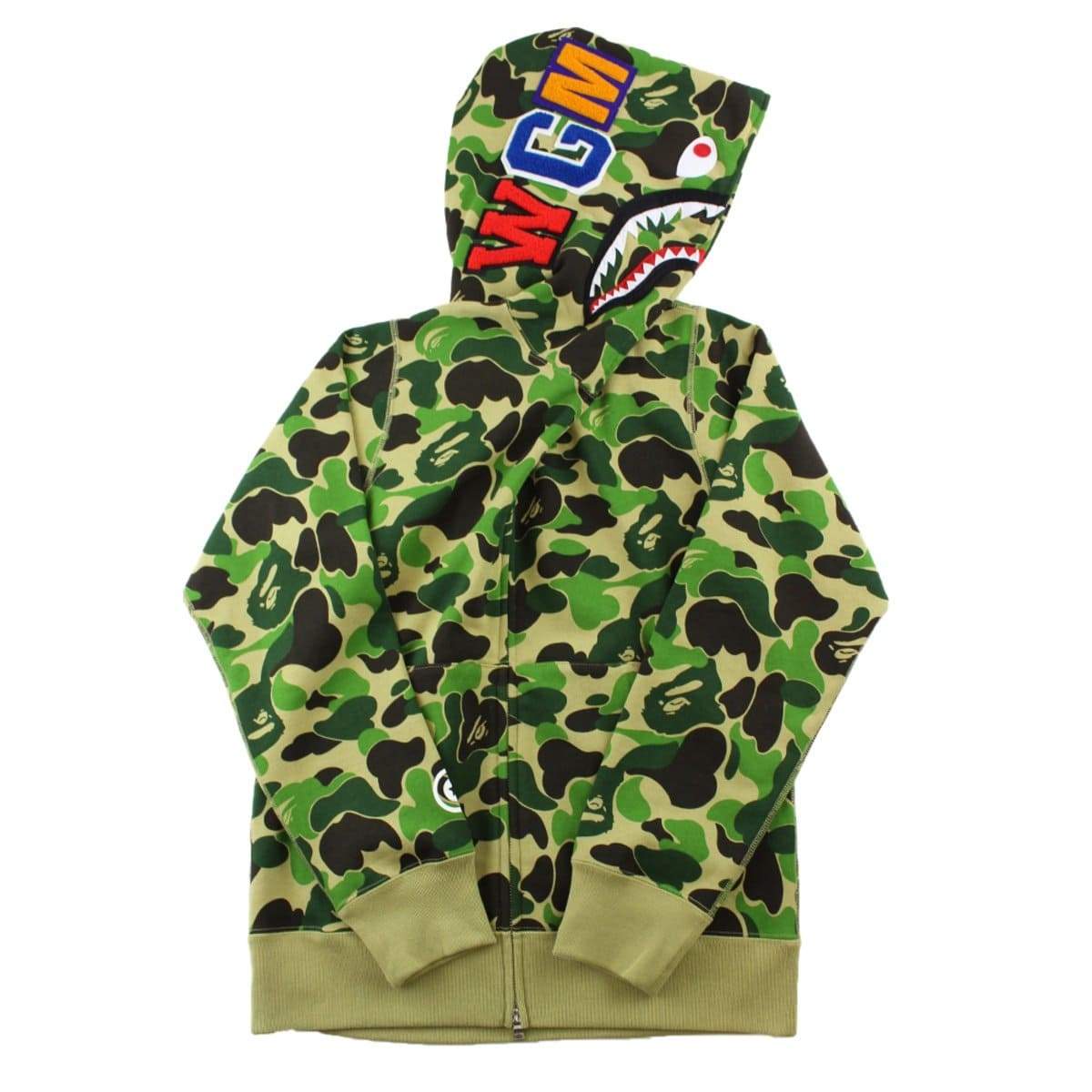 Bape ABC Green Camo Shark Full Zip Hoodie - SaruGeneral