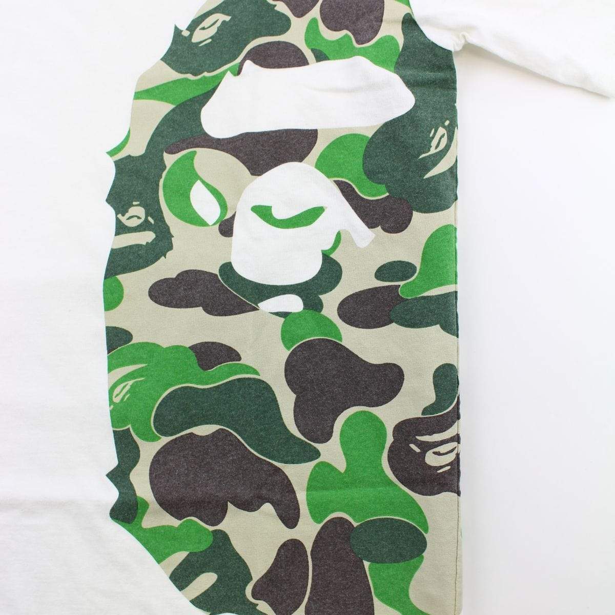 Bape ABC Green Camo Side Big Ape Logo Tee White - SaruGeneral