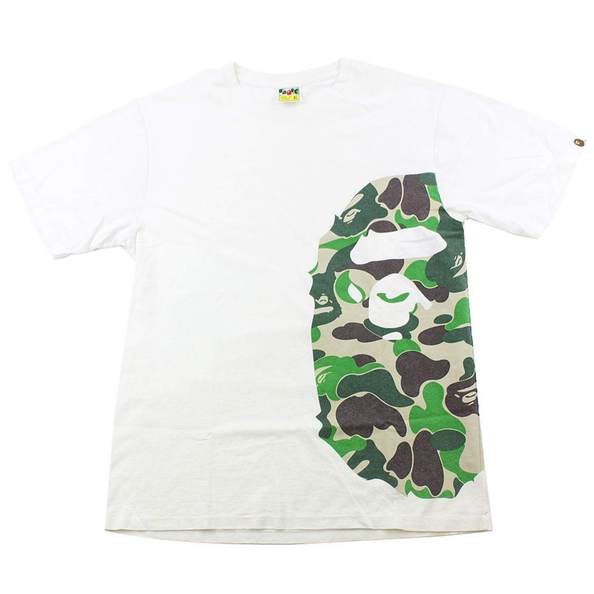 Bape ABC Green Camo Side Big Ape Logo Tee White - SaruGeneral