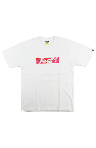 T-shirt Bape ABC rose camouflage avec logo encadré blanc