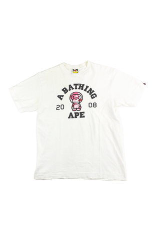 T-shirt Bape ABC rose camouflage Milo College avec logo blanc