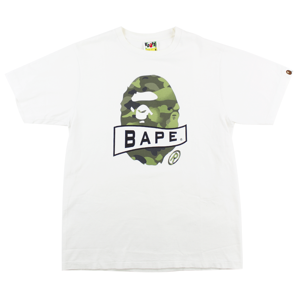 Bape All Green Camo Banner Big Ape Logo White - SaruGeneral