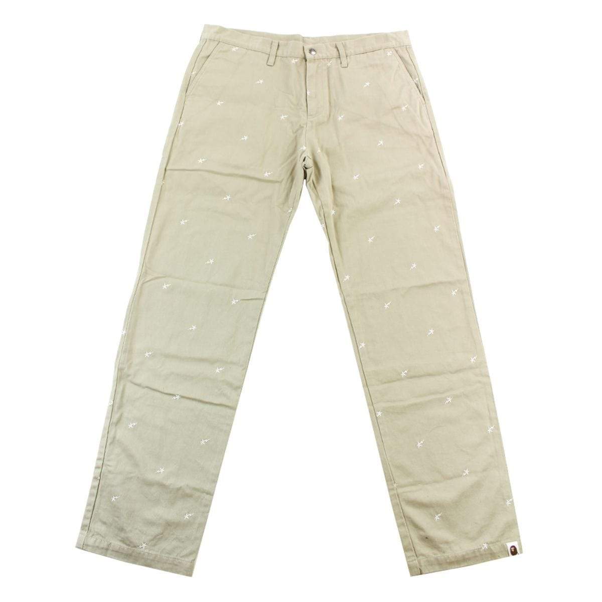 Bape Allover Bapesta Print Pants tan - SaruGeneral