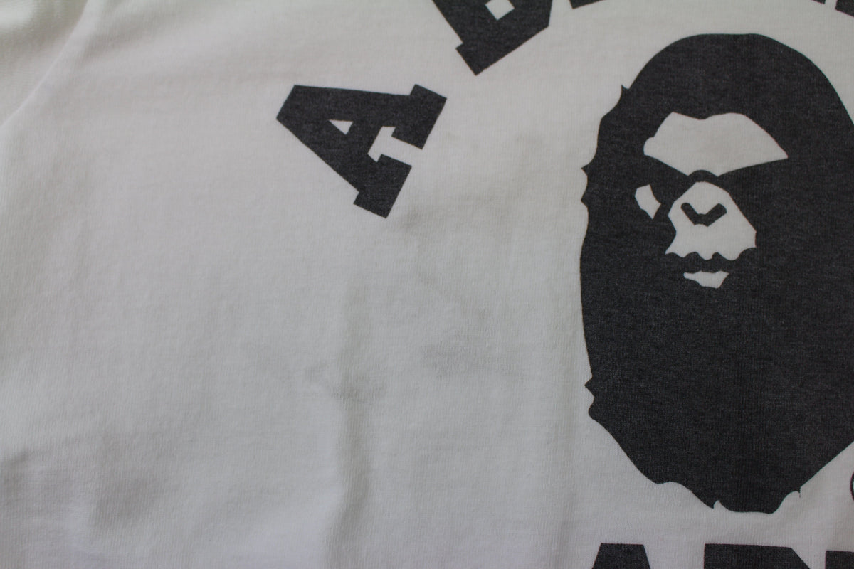 Bape Angry Face College Logo LS White - SaruGeneral