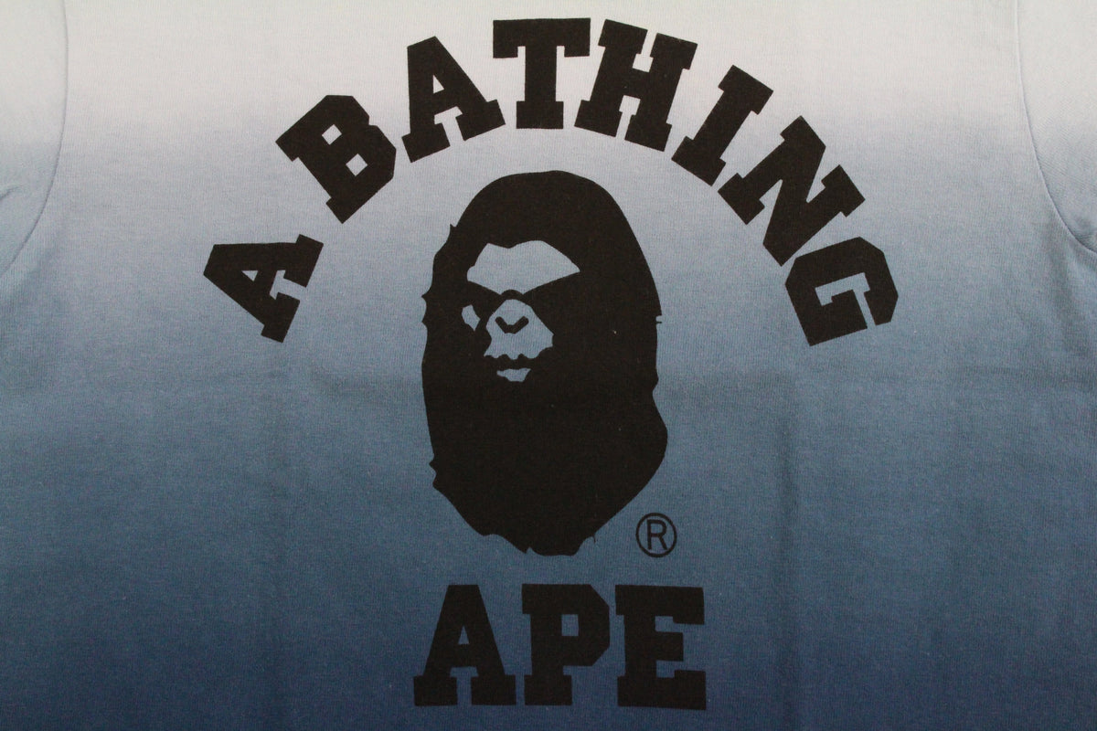 Bape Angry Face College Logo Tee Blue Gradient - SaruGeneral