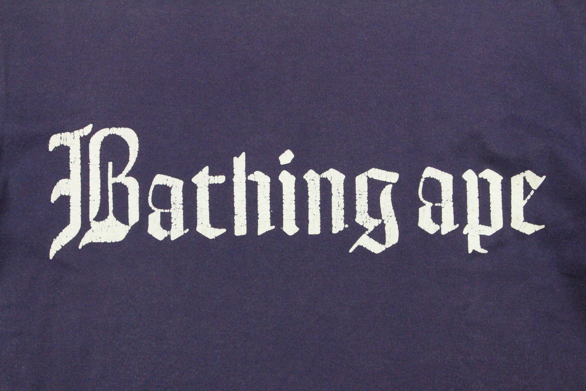 Bape Ape Crossbones Logo Reversible Purpe Tee White - SaruGeneral