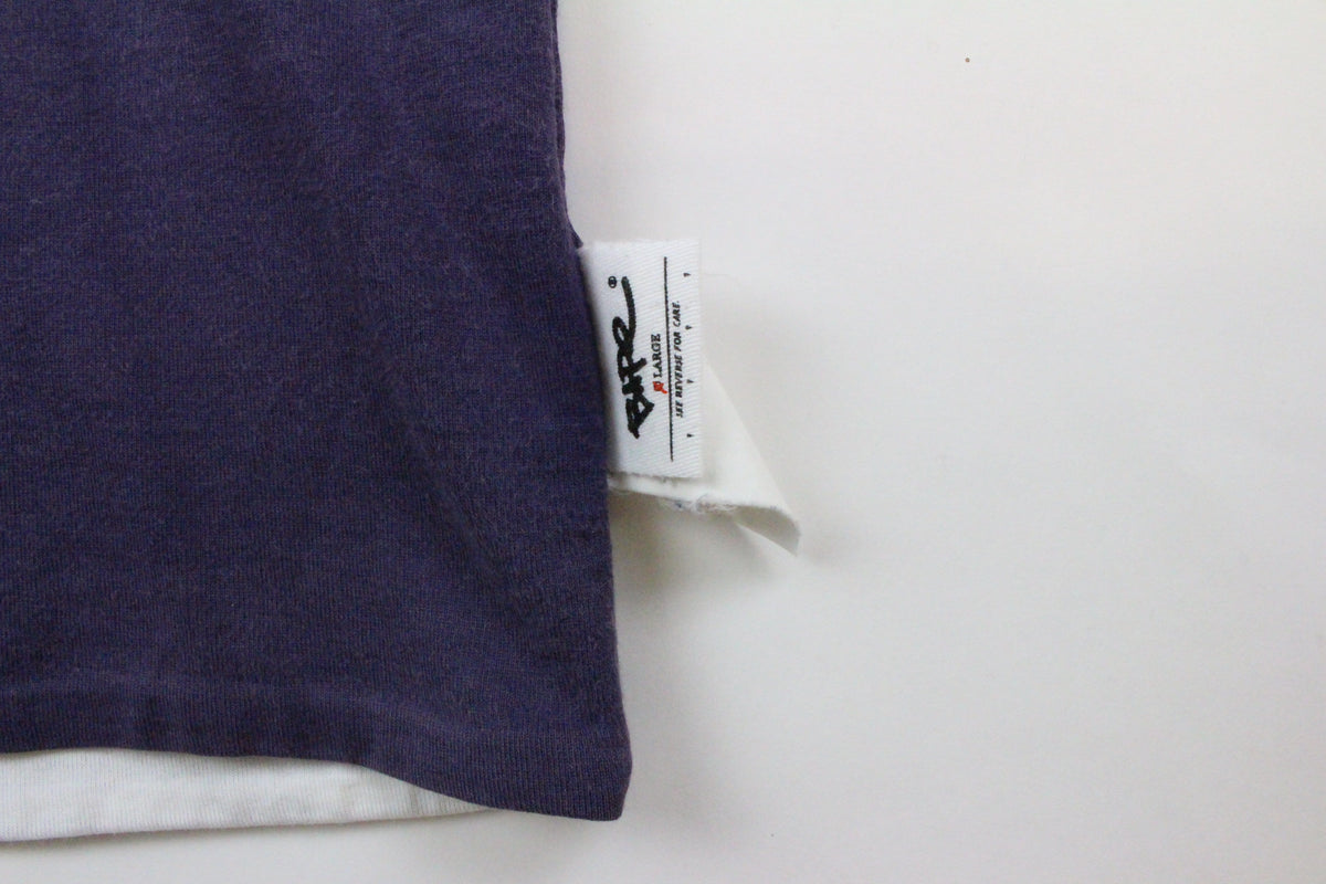 Bape Ape Crossbones Logo Reversible Purpe Tee White - SaruGeneral