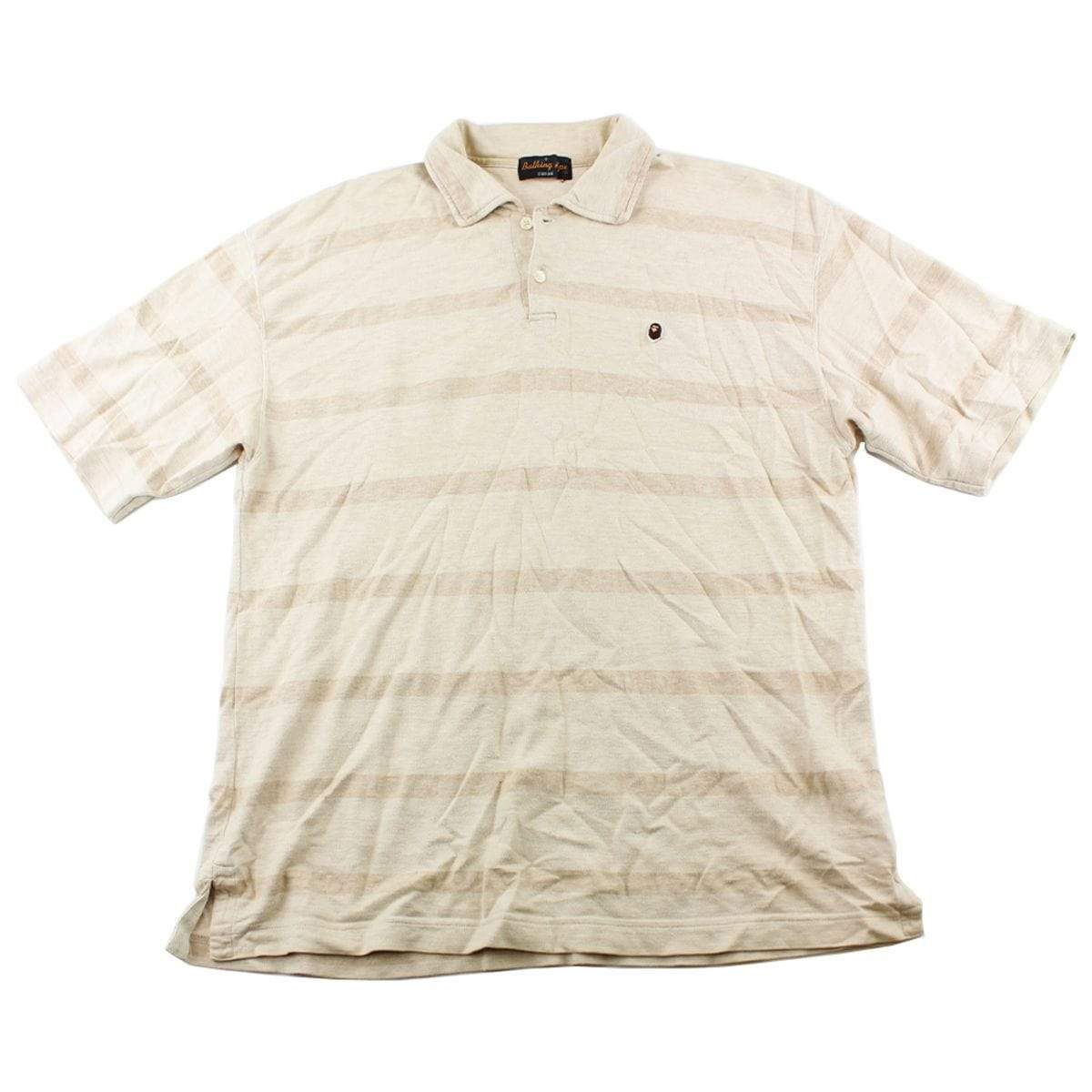Bape Ape Head Logo Polo Tan Stripe - SaruGeneral