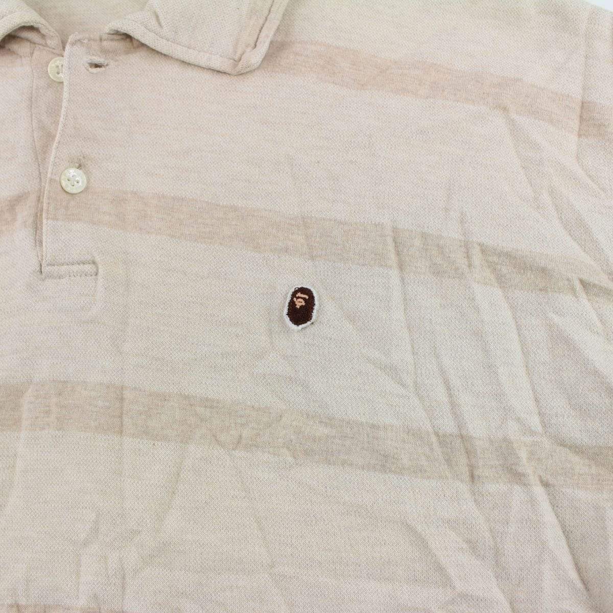 Bape Ape Head Logo Polo Tan Stripe - SaruGeneral