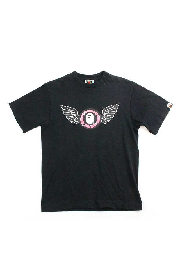 Bape Ape Head Wing Logo Tee Black - SaruGeneral