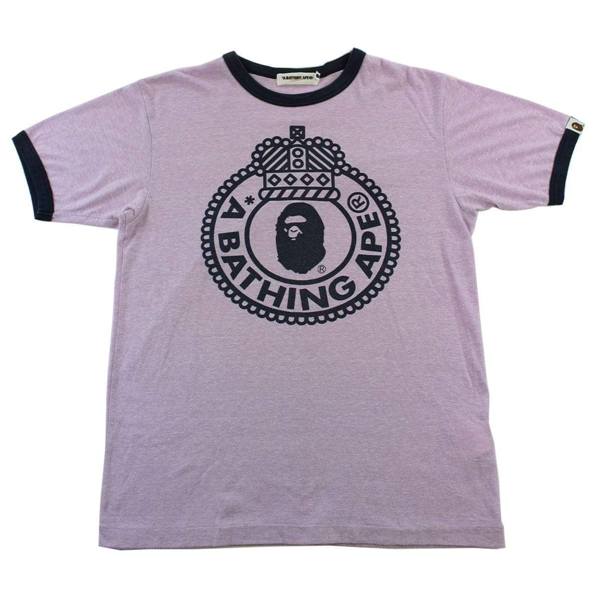 Bape Ape Logo Circle Crown Text Tee Purple - SaruGeneral