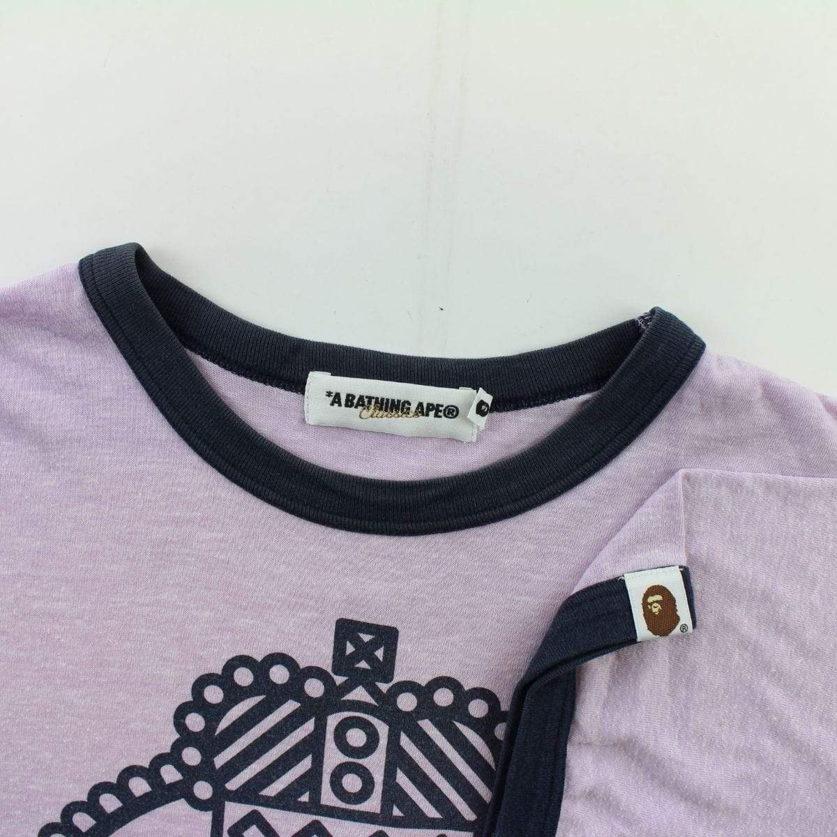 Bape Ape Logo Circle Crown Text Tee Purple - SaruGeneral