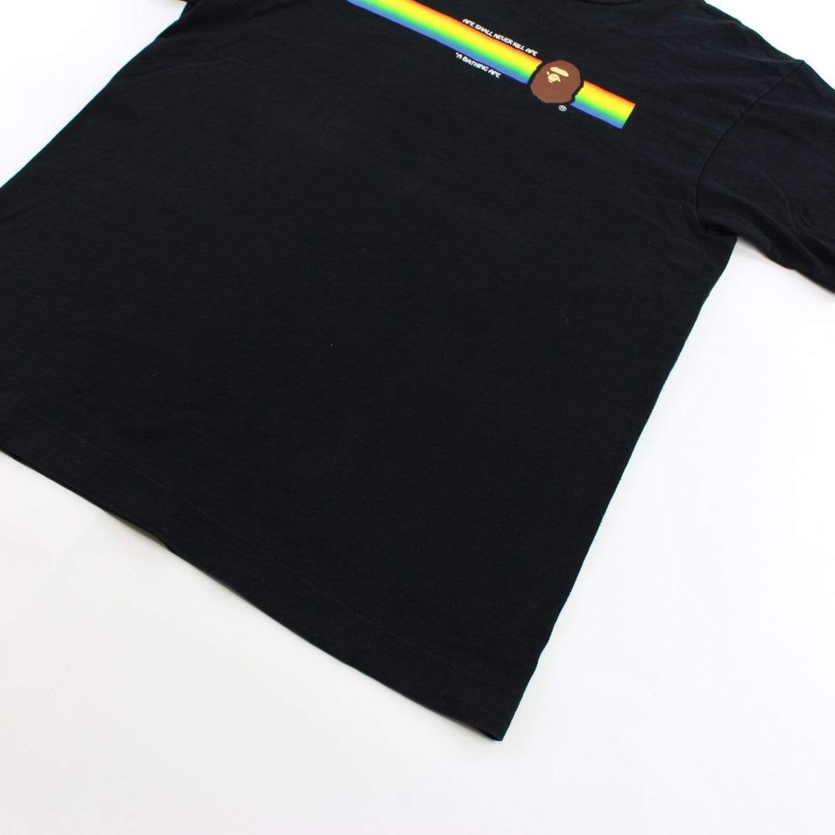 Bape Ape Logo Rainbow Stripe Tee Black - SaruGeneral