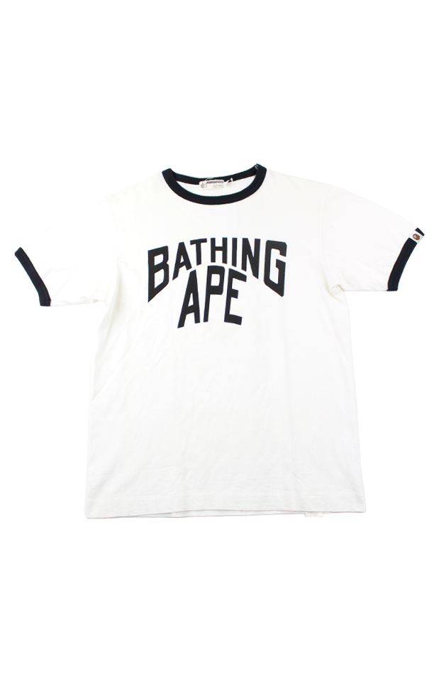 Bape bathing ape black Text Tee White - SaruGeneral